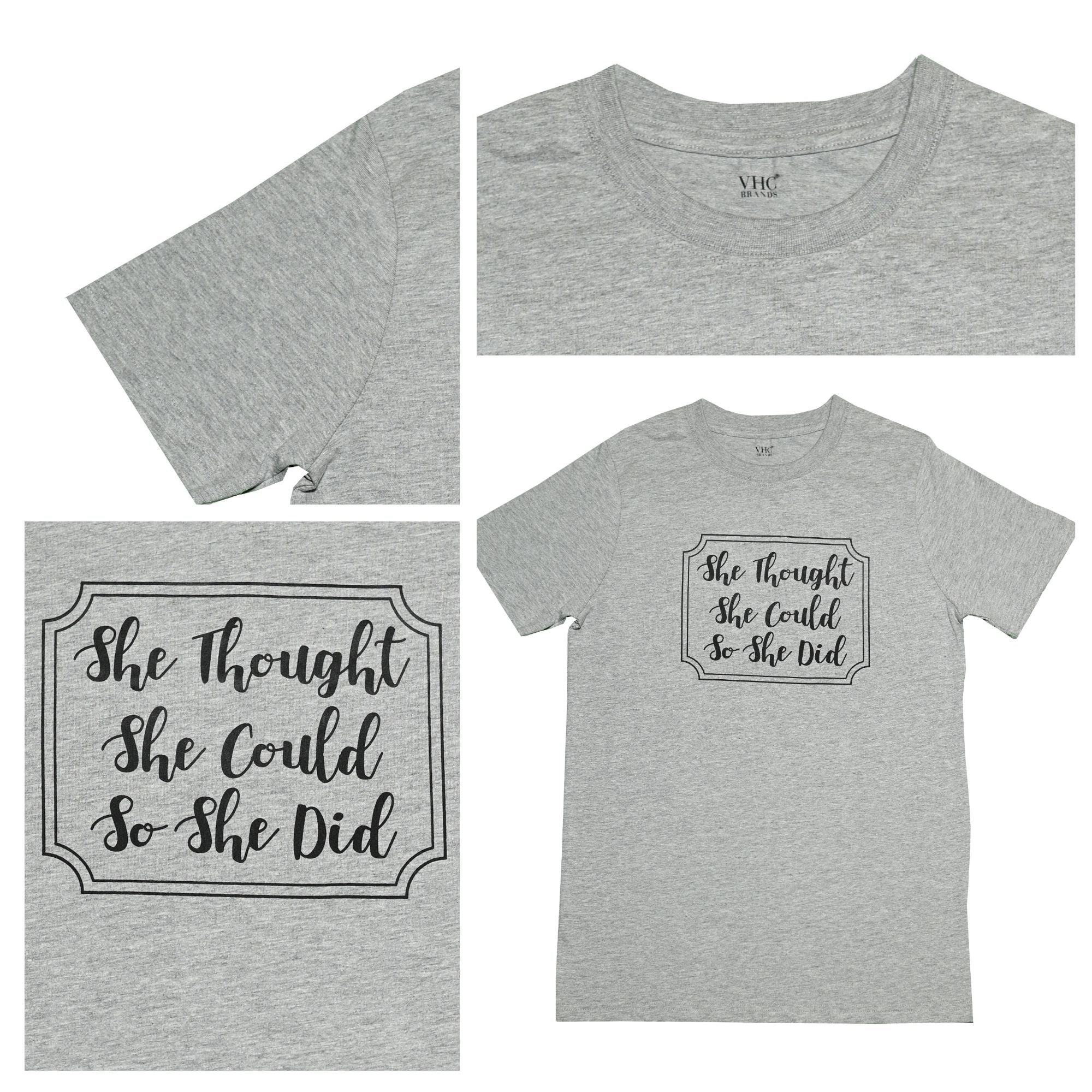 She Thought She Could T-Shirt, Grey Melange, Small