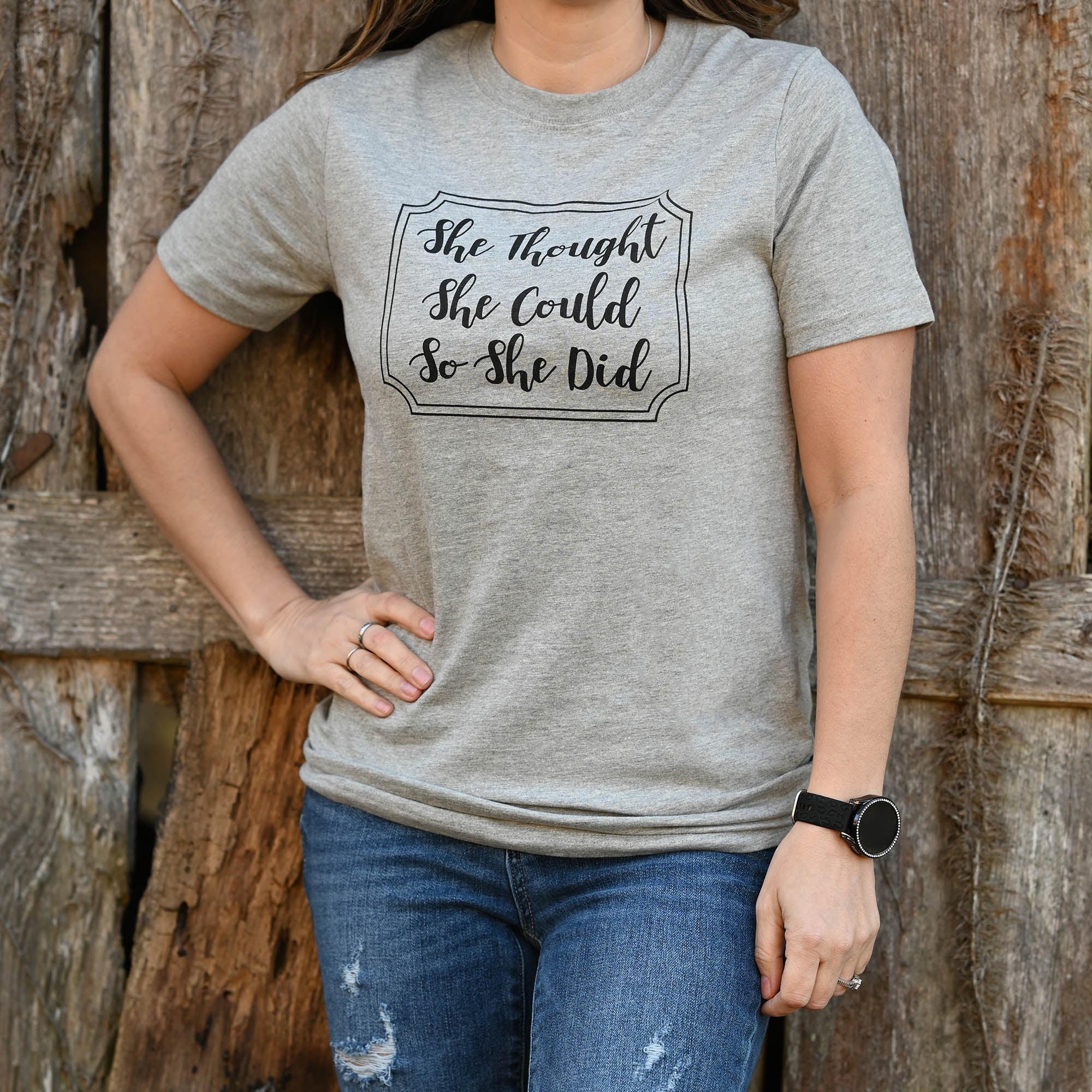 She Thought She Could T-Shirt, Grey Melange, Medium