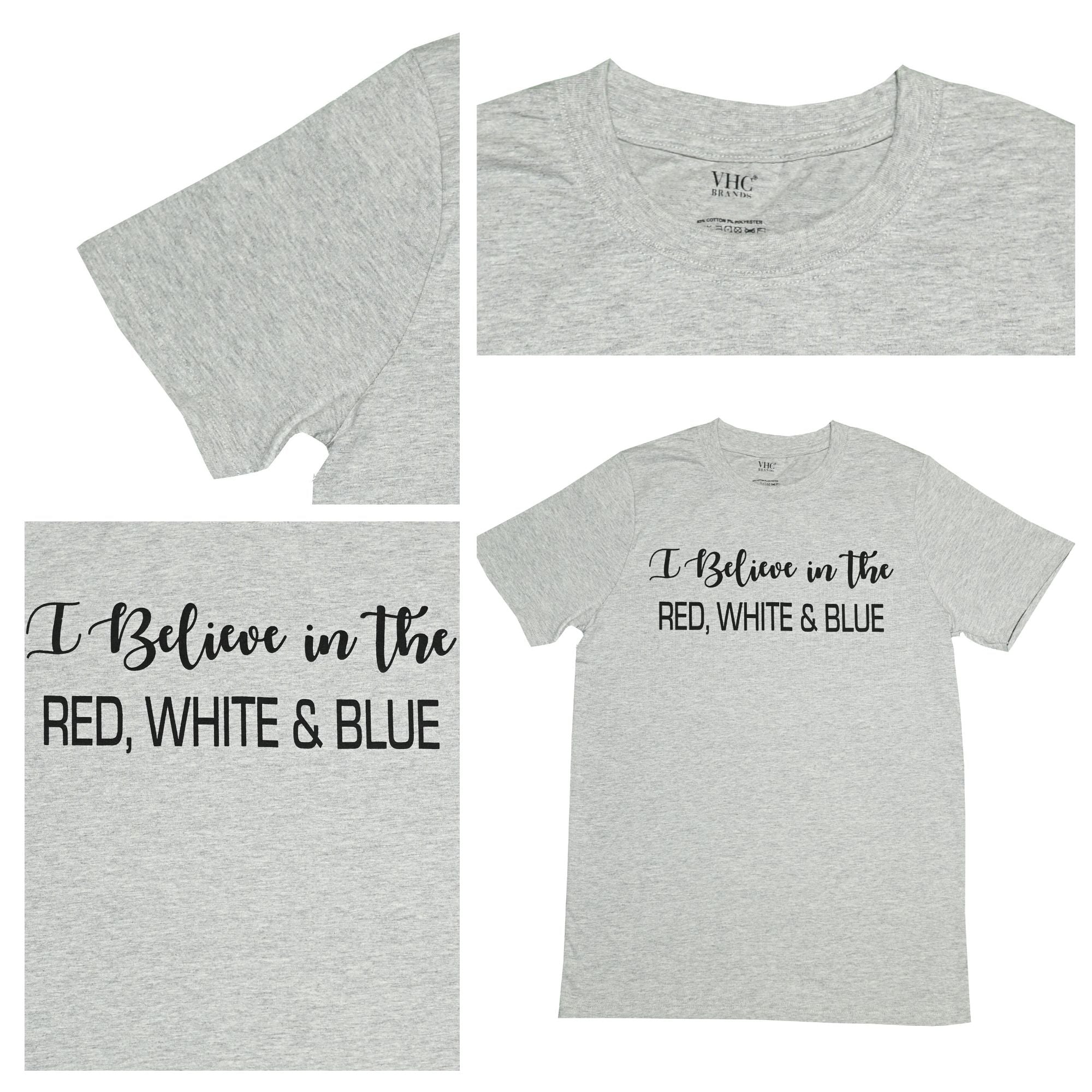 I Believe in the RWB T-Shirt, Light Grey Melange, Small