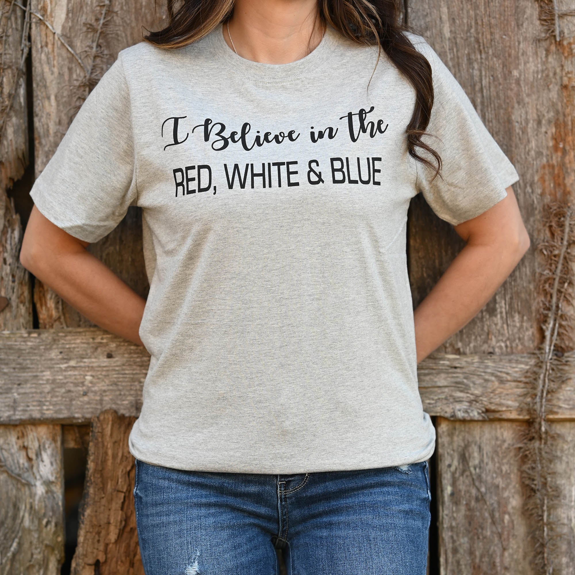 I Believe in the RWB T-Shirt, Light Grey Melange, Large