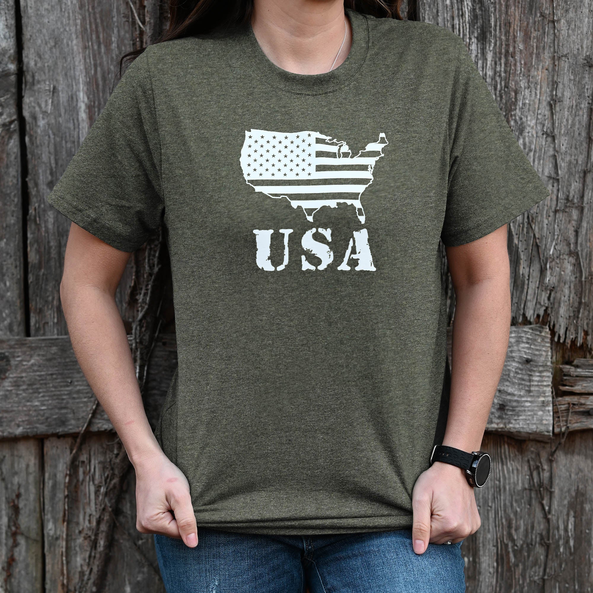 USA T-Shirt, Military Melange, Small