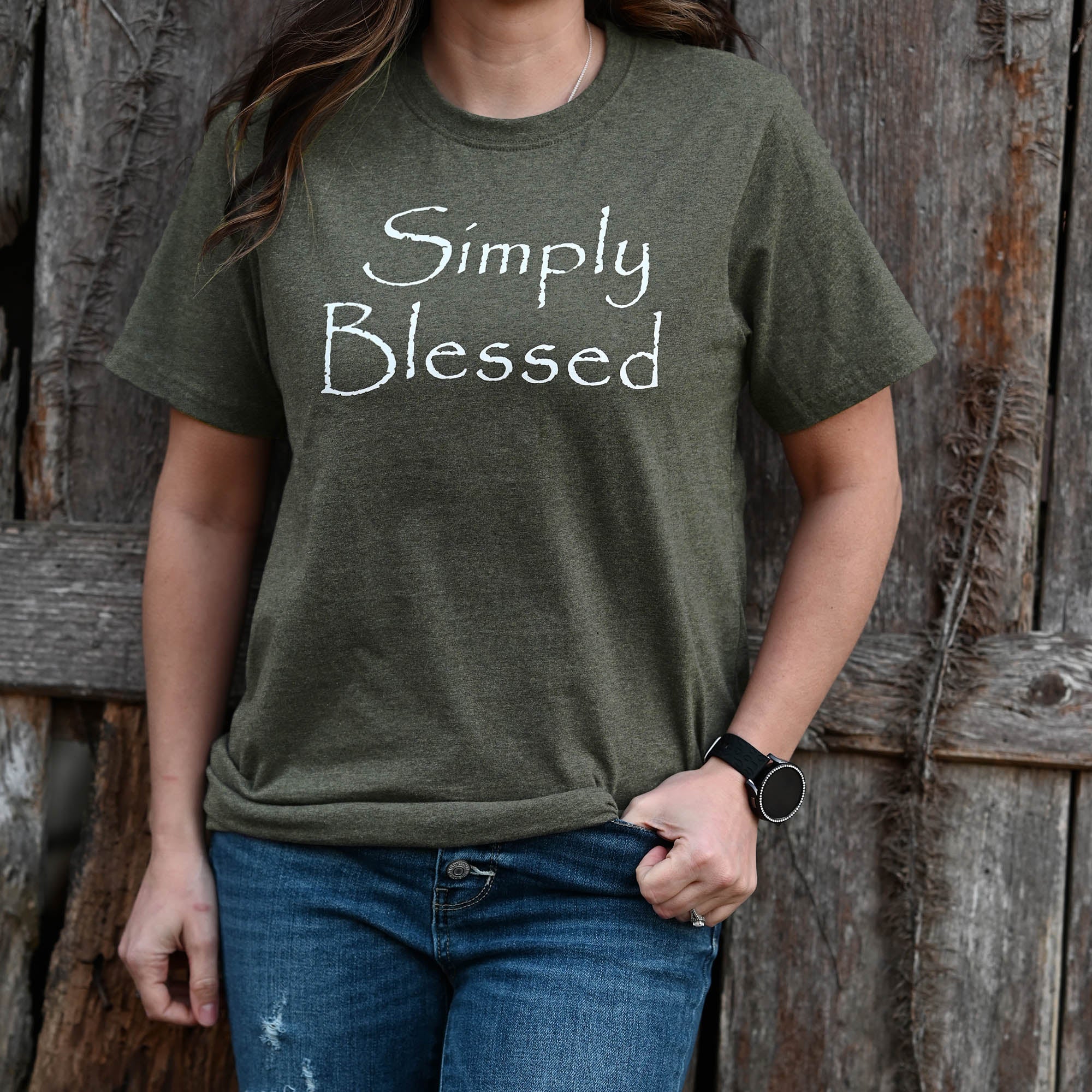 Simply Blessed T-Shirt, Military Melange, 2XL