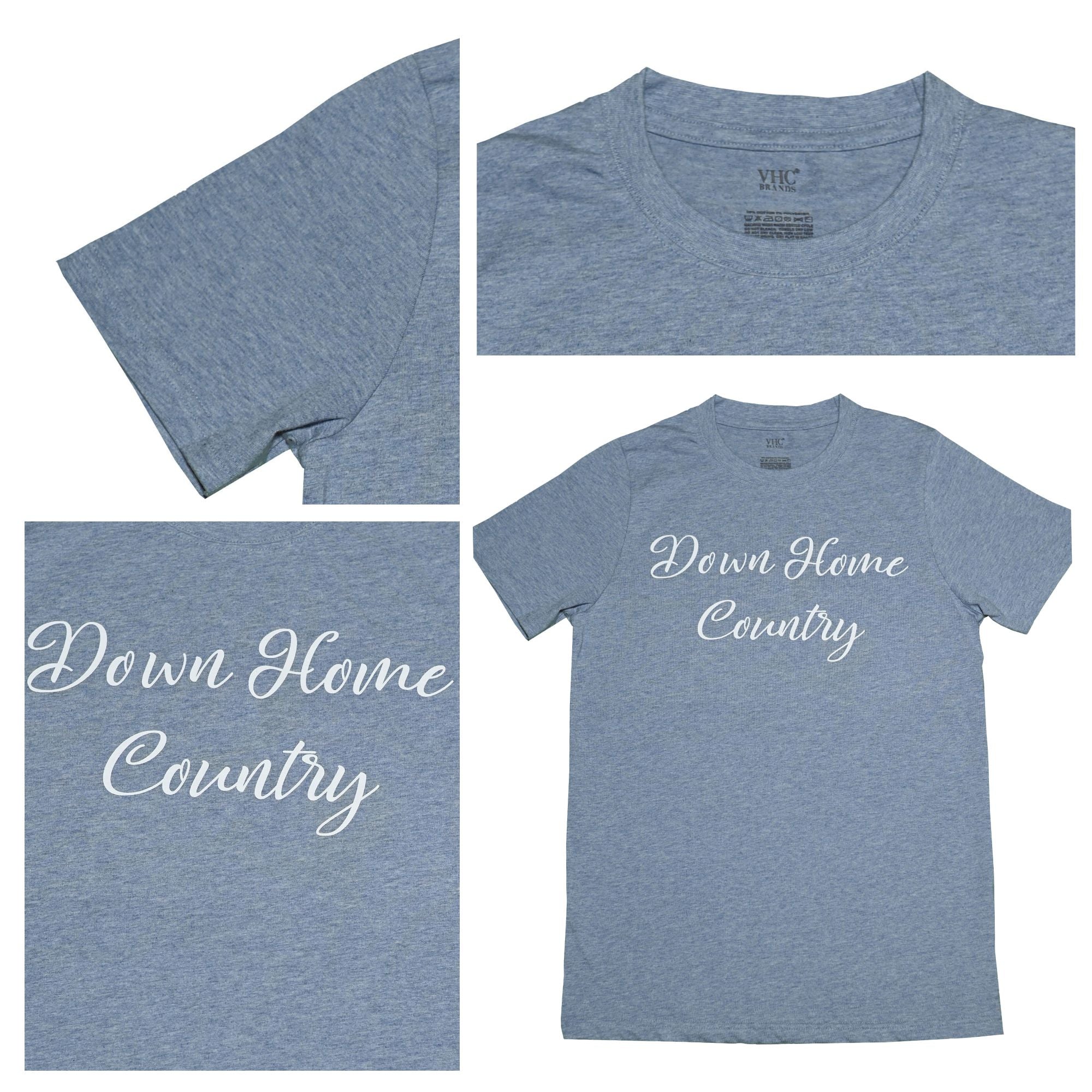 Down Home Country T-Shirt, Light Blue Melange, Large