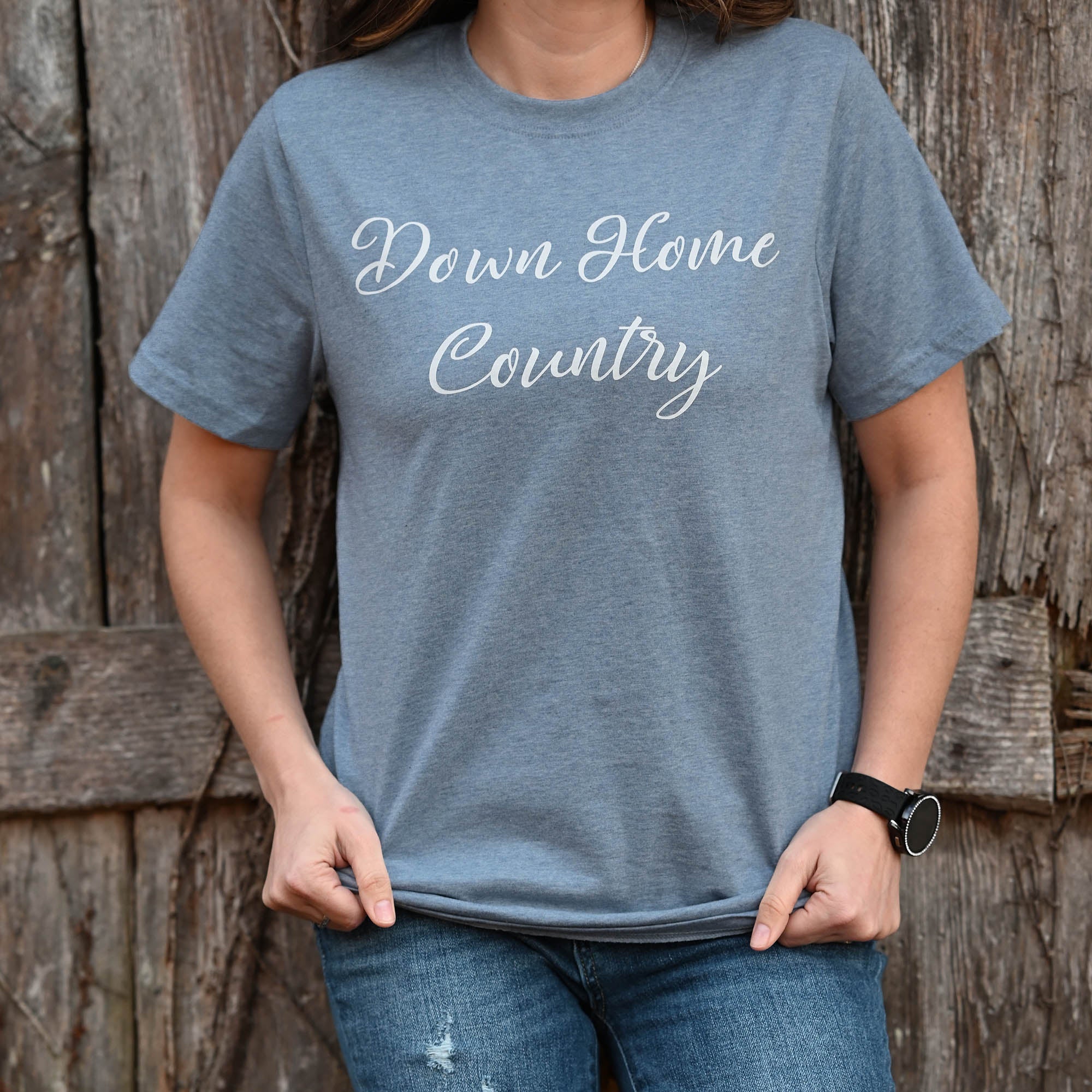 Down Home Country T-Shirt, Light Blue Melange, 2XL