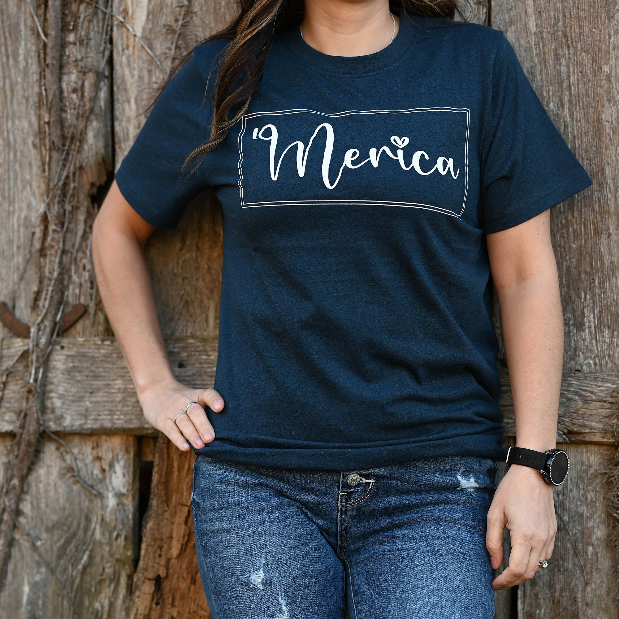 Merica T-Shirt, Navy Melange, XL