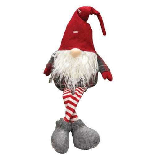 Dangle Leg Plush Red Gray Plaid Santa Gnome