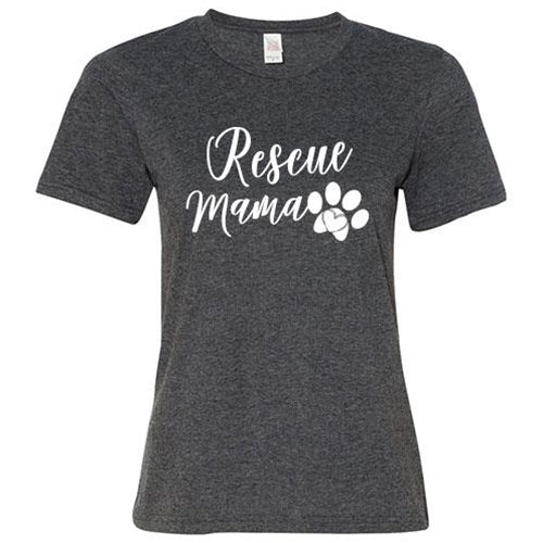 Rescue Mama T-Shirt Heather Dark Gray  Small