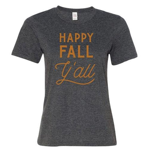 Happy Fall Y'all T-Shirt Heather Dark Gray Medium