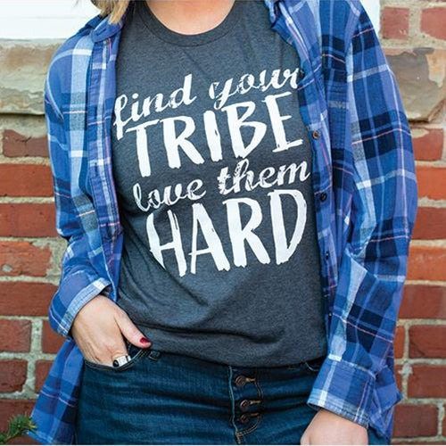 Find Your Tribe T-Shirt Heather Dark Gray  Large