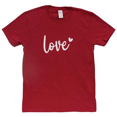 Love Heart T-Shirt Antique Cherry Red Large