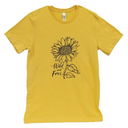 Wild and Free Sunflower T-Shirt Heather Yellow Gold Large