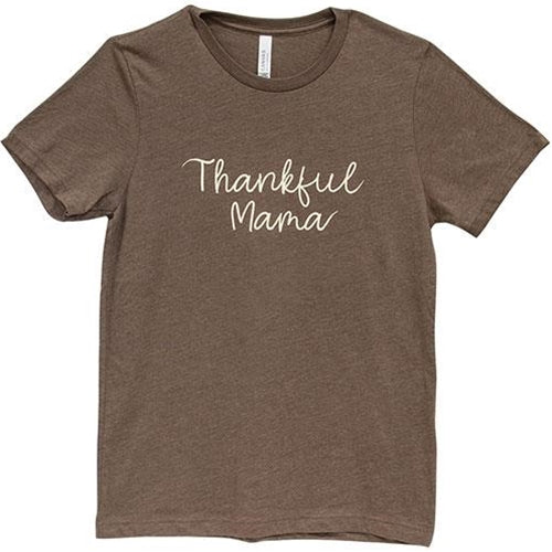 Thankful Mama T-Shirt Heather Brown Large