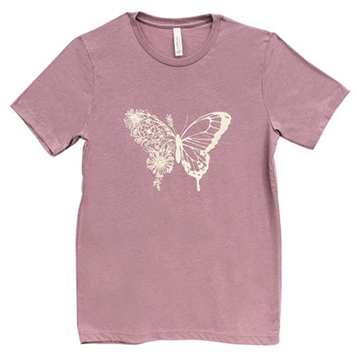 Butterfly Floral T-Shirt Heather Orchid Small