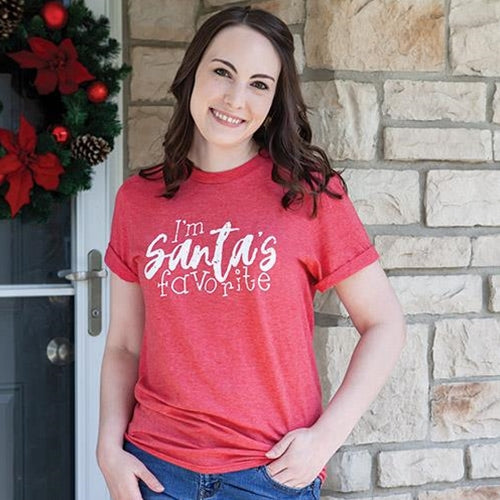 I'm Santa's Favorite T-Shirt Heather Red Medium