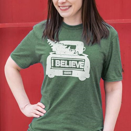 I Believe T-Shirt Heather Dark Green Large