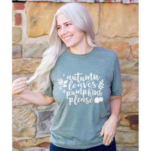 Autumn Leaves + Pumpkins Please T-Shirt Medium