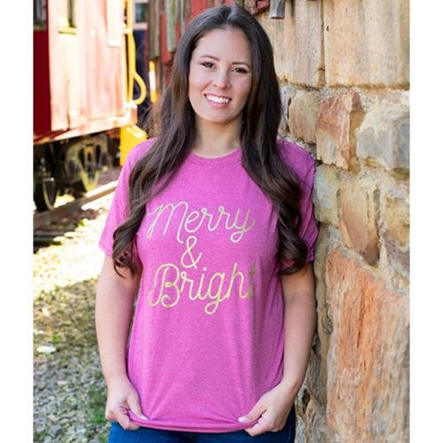 Merry & Bright T-Shirt (Gold Ink) Medium