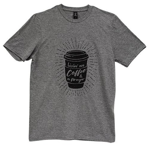 Livin On Coffee & A Prayer T-Shirt Heather Graphite Large