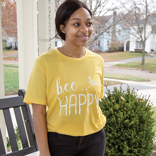 Bee Happy T-Shirt Heather Yellow Gold XL