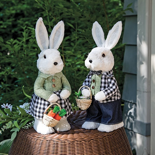 Mr & Mrs Gingham Fabric Bunnies 2 Asstd