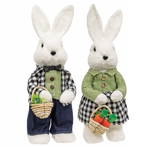 Mr & Mrs Gingham Fabric Bunnies 2 Asstd