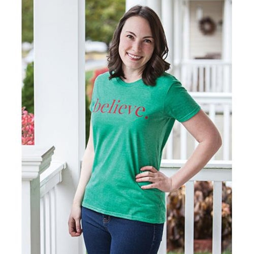 Believe T-Shirt Heather Green Small