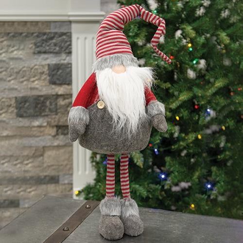 Large Standing Plush Red Gray Gnome Santa