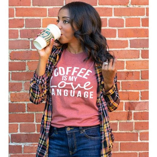 Coffee Is My Love Language T-Shirt Heather Clay Large