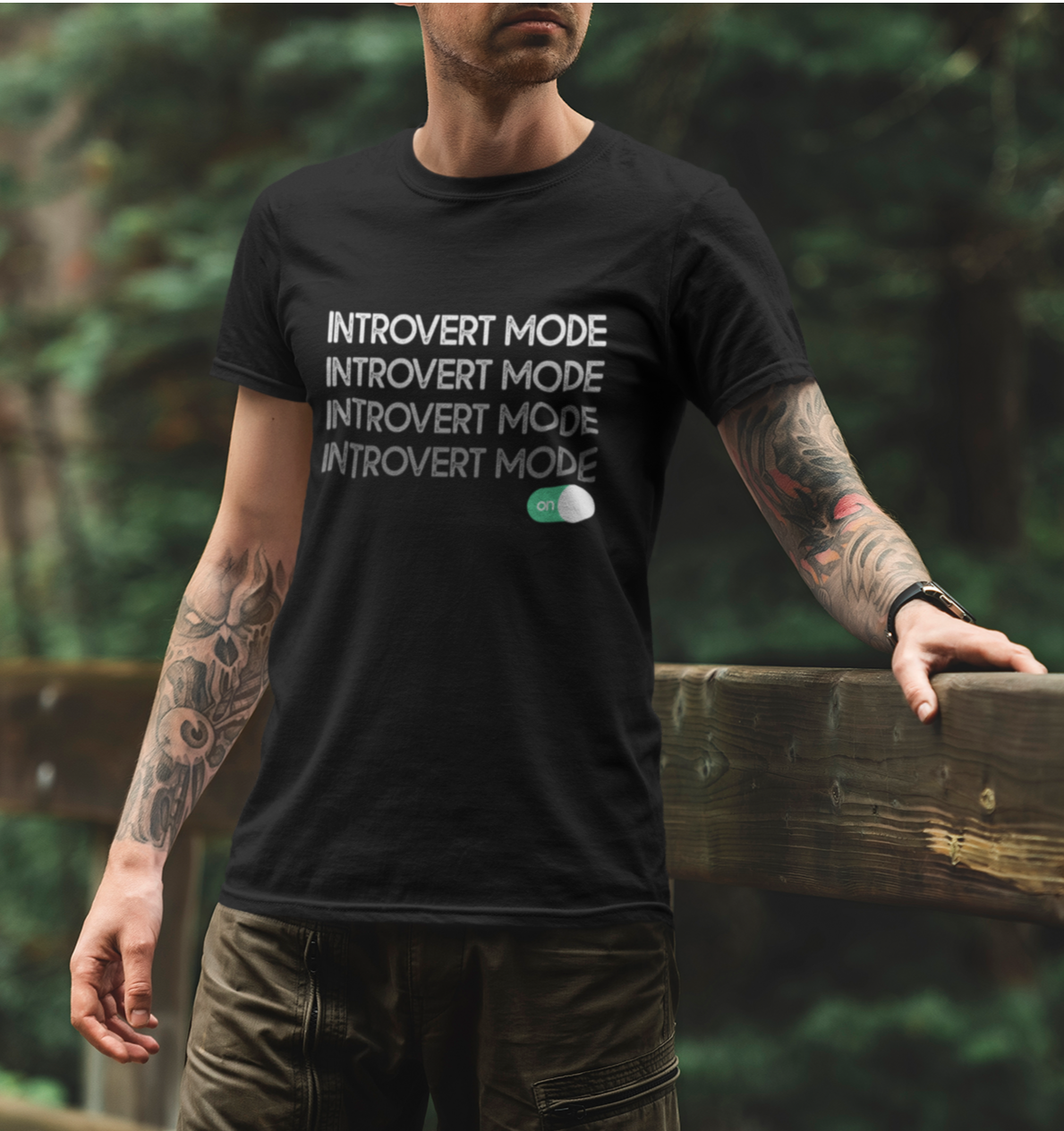 Introvert Mode On Gildan Ultra Cotton Black T-Shirt